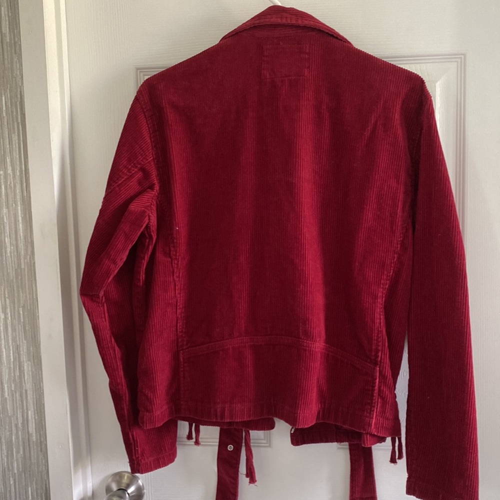 Fall corduroy zip up belted jacket size small Forever 21 mauve - Picture 5 of 5